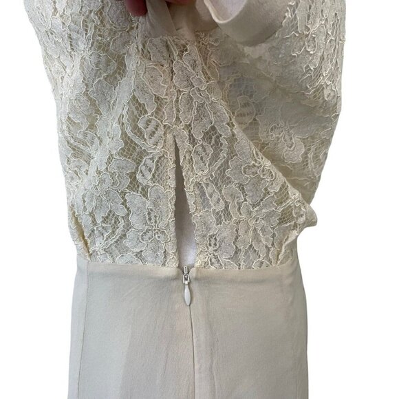 Aritzia 𝅺Wilfred 100% Silk Floral Lace Sheer High Neck Mini Dress Cream size 4 - Picture 5 of 7
